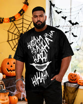 Big & Tall Men's Halloween Graffiti HA Letter Print Short Sleeve T-Shirt